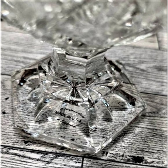 Vintage Teleflora Crystal Cut Glass Egg Shaped Pedestal Candy Dish with Lid - Picture 4 of 4